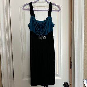 Enfocus Studio Teal and Black Midi Dress
